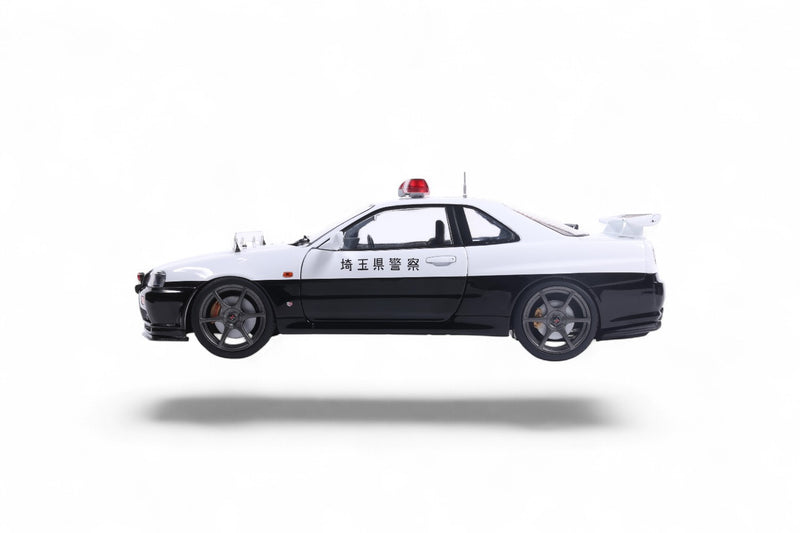 Load image into Gallery viewer, Nissan SKYLINE GT-R (BNR34) JAPANESE POLICE WHITE 1999 SOLIDO 1:18
