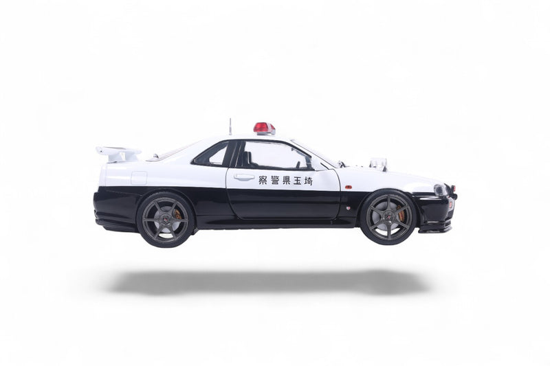 Load image into Gallery viewer, Nissan SKYLINE GT-R (BNR34) JAPANESE POLICE WHITE 1999 SOLIDO 1:18

