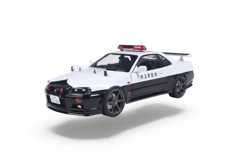 Load image into Gallery viewer, Nissan SKYLINE GT-R (BNR34) JAPANESE POLICE WHITE 1999 SOLIDO 1:18
