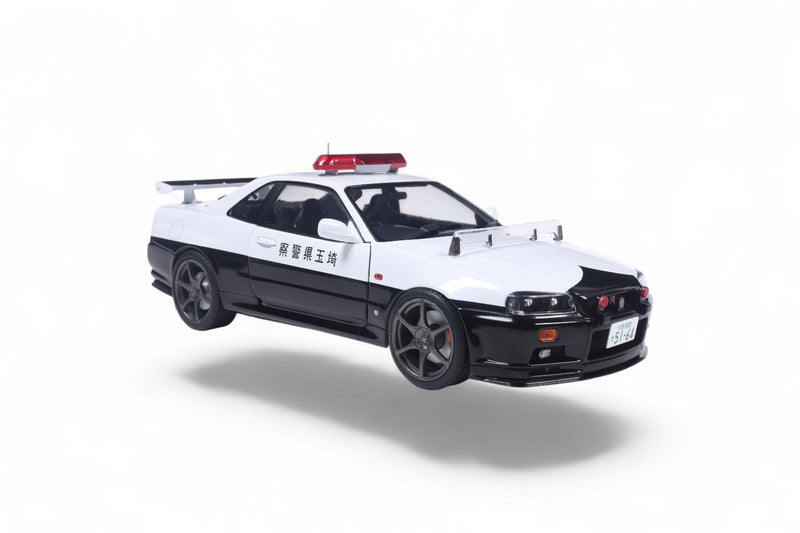 Load image into Gallery viewer, Nissan SKYLINE GT-R (BNR34) JAPANESE POLICE WHITE 1999 SOLIDO 1:18

