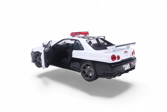 Nissan SKYLINE GT-R (BNR34) JAPANESE POLICE WHITE 1999 SOLIDO 1:18