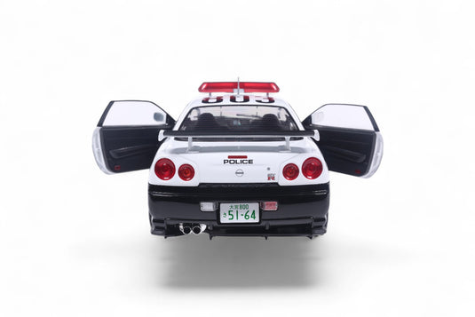 Nissan SKYLINE GT-R (BNR34) JAPANESE POLICE WHITE 1999 SOLIDO 1:18