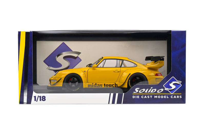 Laad de afbeelding in de Gallery-viewer, PORSCHE RWB BODYKIT MIDAS GEEL 2023 SOLIDO 1:18
