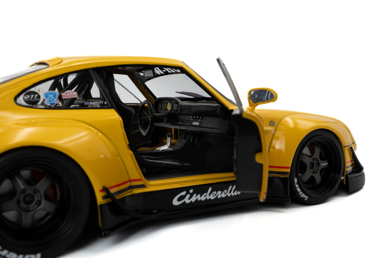Laad de afbeelding in de Gallery-viewer, PORSCHE RWB BODYKIT CINDERELLA GEEL 2020 SOLIDO 1:18
