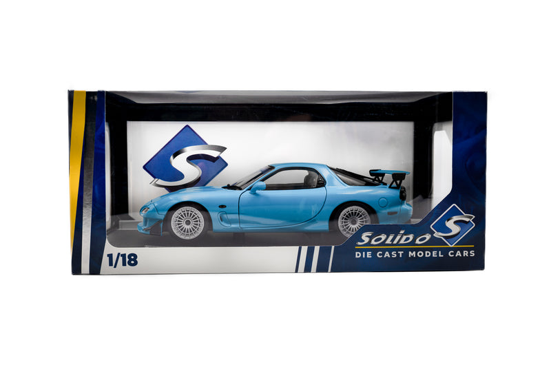 Laad de afbeelding in de Gallery-viewer, MAZDA RX7 FD3RS SOLIDO WORKS BLAUW 1999 SOLIDO 1:18
