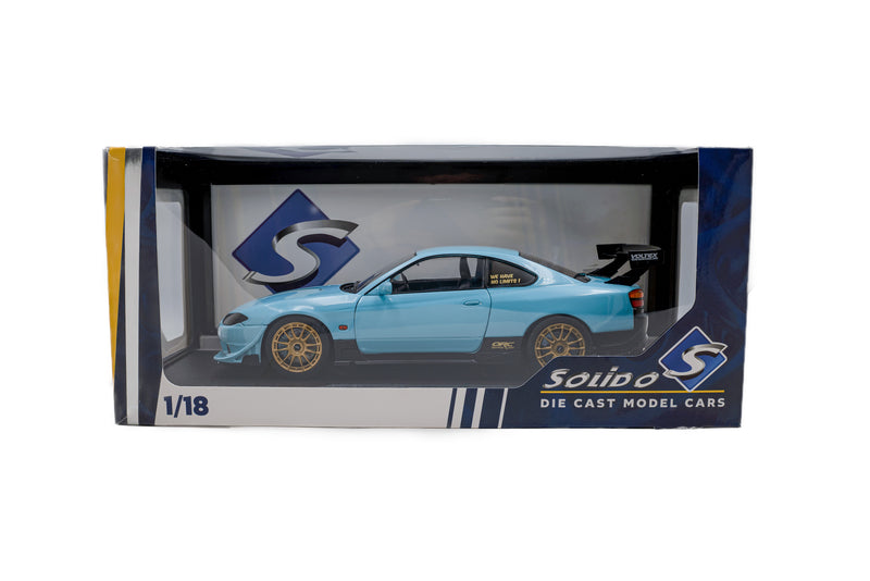 Laad de afbeelding in de Gallery-viewer, NISSAN SILVIA (S15) SPEC-R AERO SOLIDO WORKS BLAUW 1999 SOLIDO 1:18
