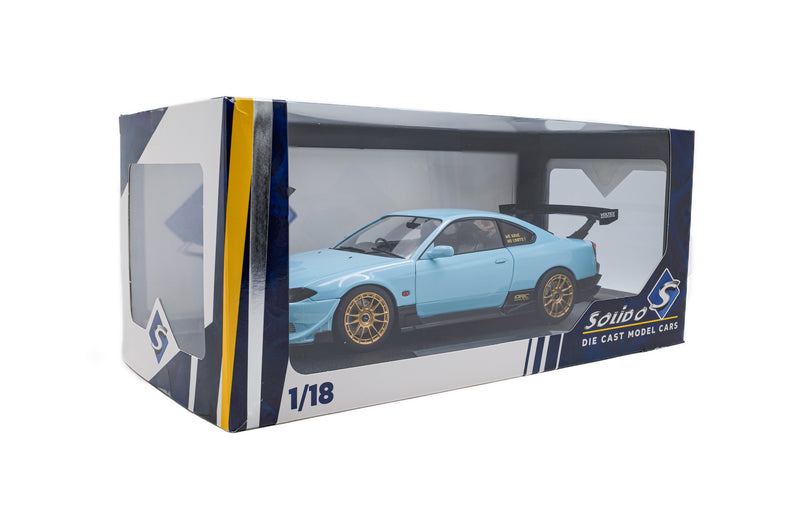 Laad de afbeelding in de Gallery-viewer, NISSAN SILVIA (S15) SPEC-R AERO SOLIDO WORKS BLAUW 1999 SOLIDO 1:18
