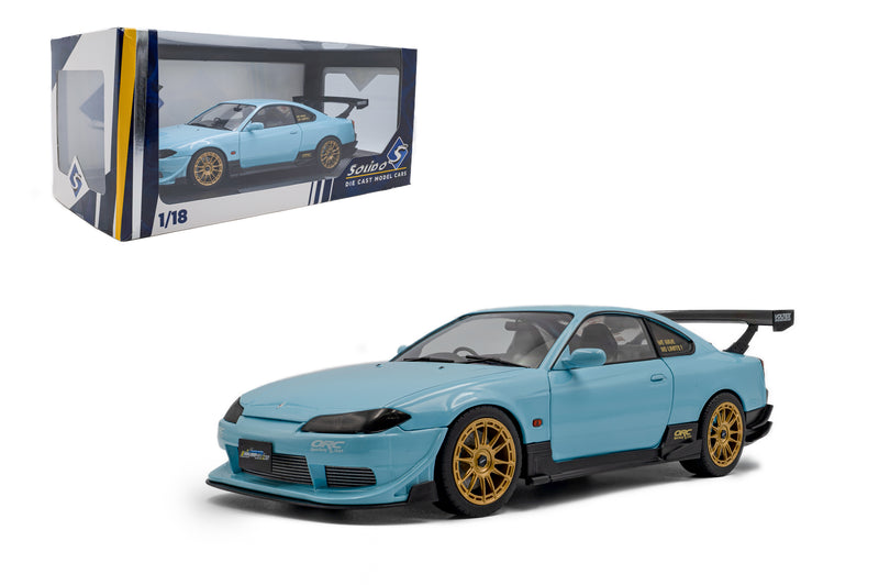 Laad de afbeelding in de Gallery-viewer, NISSAN SILVIA (S15) SPEC-R AERO SOLIDO WORKS BLAUW 1999 SOLIDO 1:18
