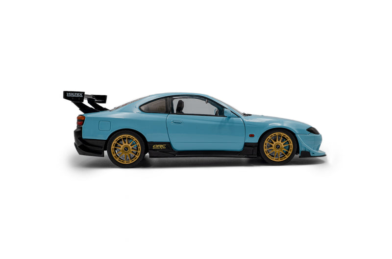 Laad de afbeelding in de Gallery-viewer, NISSAN SILVIA (S15) SPEC-R AERO SOLIDO WORKS BLAUW 1999 SOLIDO 1:18
