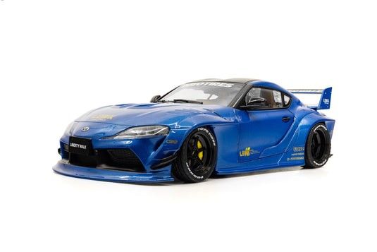 TOYOTA GR SUPRA LIBERTY WALK KIT CARROSSERIE BLEU MÉTALLISÉ 2025 SOLIDO 1:18