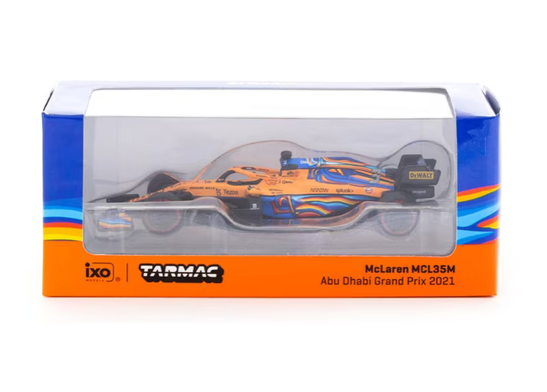 Load image into Gallery viewer, McLaren MCL35M #3 Daniel Ricciardo Abu Dhabi Grand Prix 2021 TARMAC WORKS 1:64
