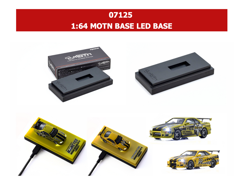 Chargez l'image dans la visionneuse de la galerie, NISSAN SKYLINE GT-R (R34) MOONEYES 1 AVEC LED 2026 + SYSTÈME DE SOCLE LED MOTN NOIR 2025 KYOSHO 1:64
