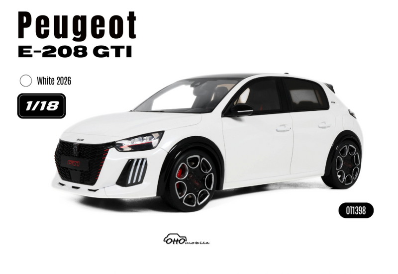 Chargez l'image dans la visionneuse de la galerie, PEUGEOT E-208 GTI BLANC 2026 OTTOmobile 1:18
