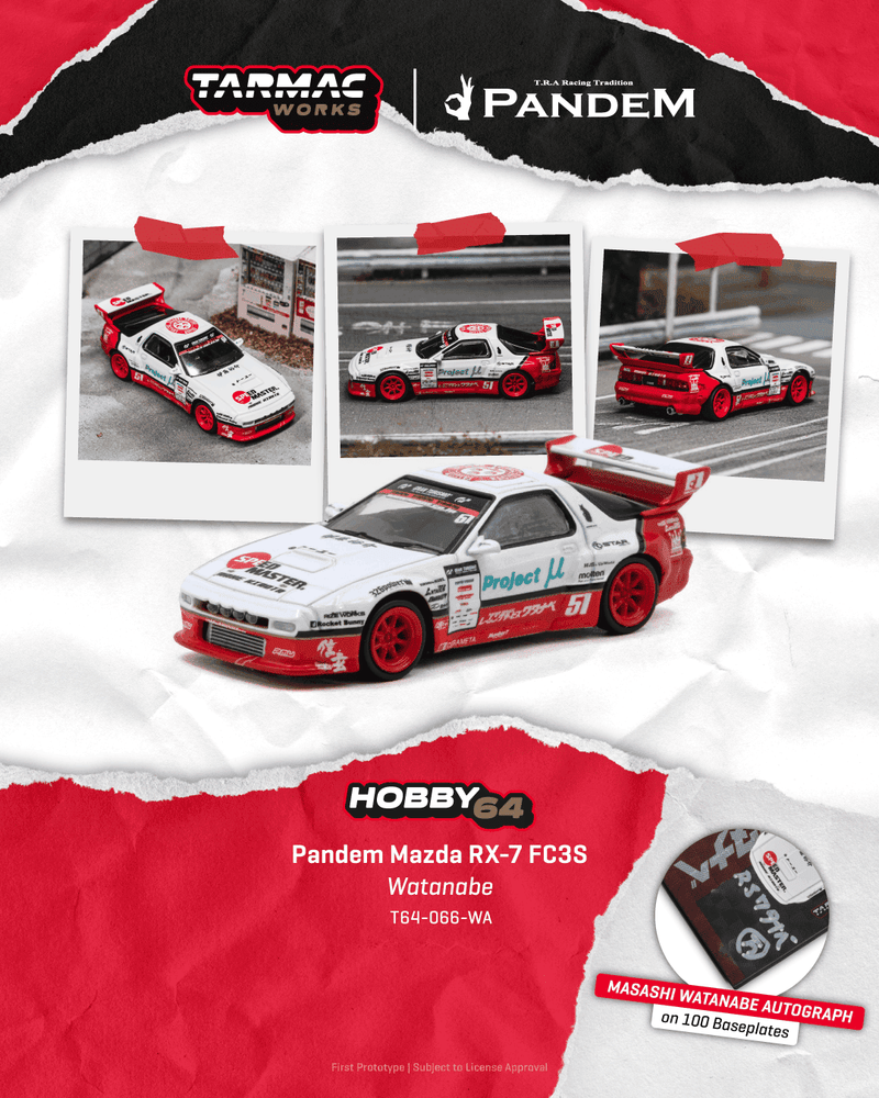 Chargez l'image dans la visionneuse de la galerie, MAZDA RX-7 (FC3S) PANDEM MASASHI WATANABE 2026 TARMAC WORKS 1:64
