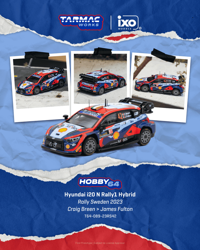 Load image into Gallery viewer, HYUNDAI I20N RALLY1 HYBRID #42 CRAIG BREEN RALLY SWEDEN 2023 TARMAC WORKS 1:64
