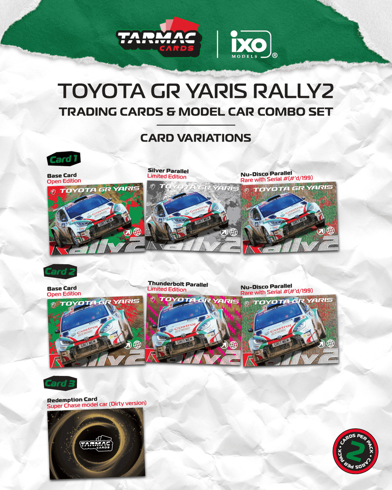 Load image into Gallery viewer, TOYOTA YARIS GR RALLY1 HYBRID #3 CHRIS INGRAM BRITISH RALLY CHAMPIONSHIP CHAMPION 2024 WITH TRADING CARDS TARMAC WORKS 1:64
