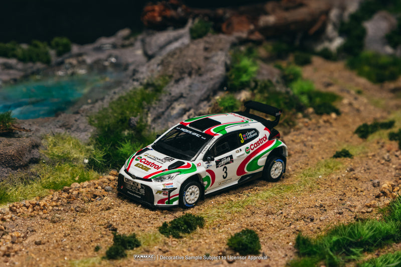 Load image into Gallery viewer, TOYOTA YARIS GR RALLY1 HYBRID #3 CHRIS INGRAM BRITISH RALLY CHAMPIONSHIP CHAMPION 2024 WITH TRADING CARDS TARMAC WORKS 1:64

