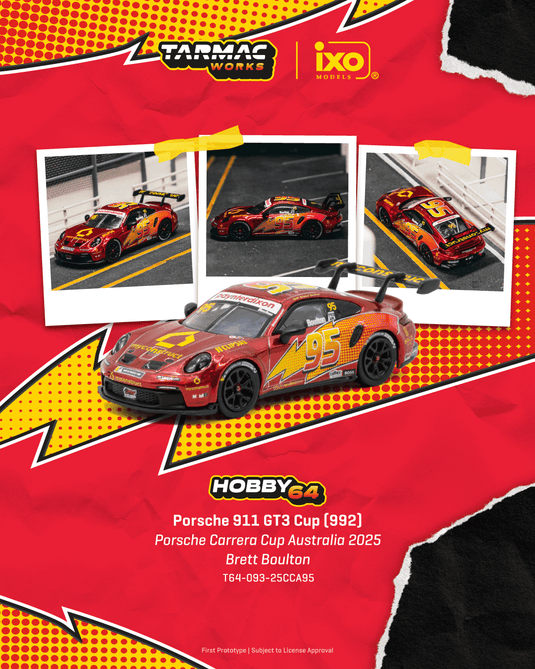 PORSCHE 991 (992) GT3 CUP BRETT BOULTON PORSCHE CARRERA CUP AUSTRALIA 2025 TARMAC WORKS 1:64