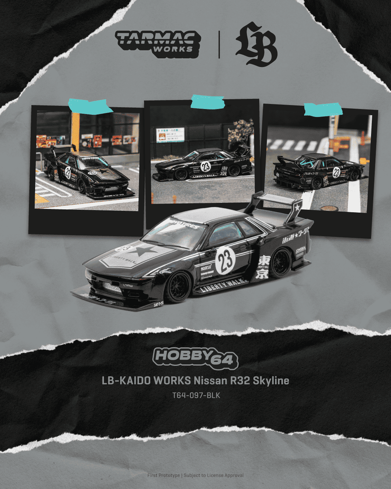 Load image into Gallery viewer, NISSAN SKYLINE (R32) LB - KAIDO WORKS BLACK 2025 TARMAC WORKS 1:64
