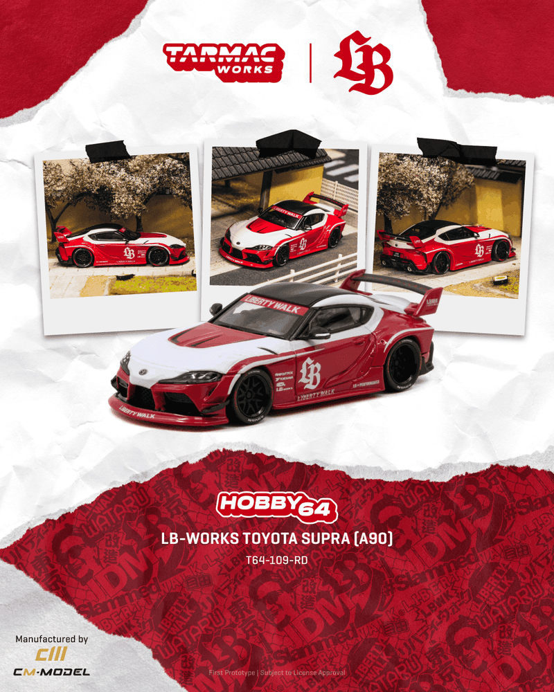 Laad de afbeelding in de Gallery-viewer, TOYOTA SUPRA (A90) LB -WORKS RED 2025 TARMAC WORKS 1:64
