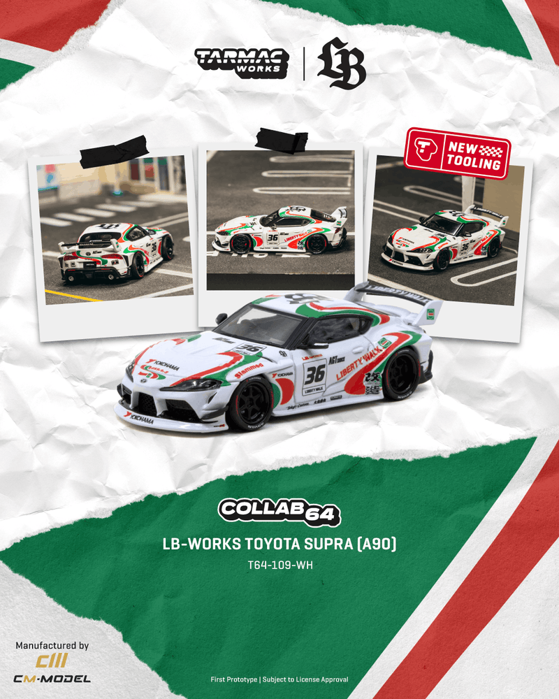 Laad de afbeelding in de Gallery-viewer, TOYOTA SUPRA (A90) LB -WORKS CASTROL TRIBUTE 2024 TARMAC WORKS 1:64
