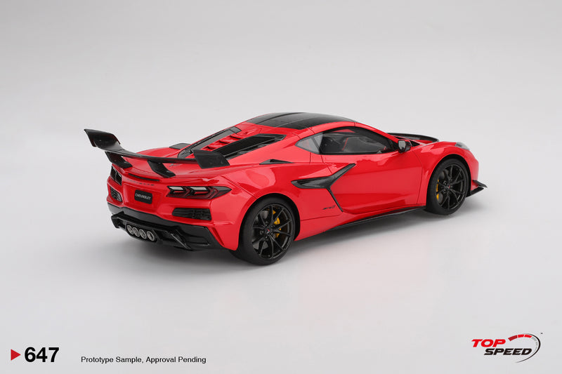 Laad de afbeelding in de Gallery-viewer, Chevrolet CORVETTE ZR1 TORCH ROOD 2025 TOP SPEED 1:18
