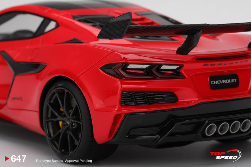 Laad de afbeelding in de Gallery-viewer, Chevrolet CORVETTE ZR1 TORCH ROOD 2025 TOP SPEED 1:18
