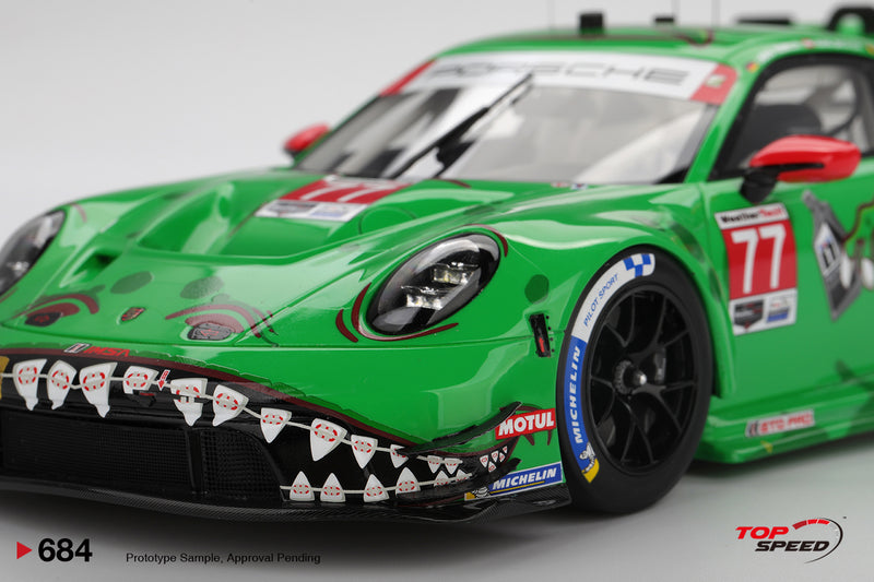 Chargez l&#39;image dans la visionneuse de la galerie, Porsche 911 GT3 R (992) #77 AO Racing 2025 IMSA Sebring 12 Heures Vainqueur de Classe TOP SPEED 1:18

