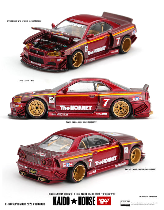 NISSAN SKYLINE GT-R (R34) TAMIYA X KAIDO HOUSE "THE HORNET" V2 1999 MINI GT 1:64
