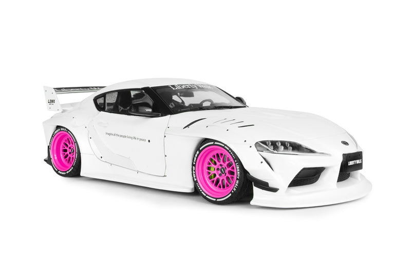 Chargez l'image dans la visionneuse de la galerie, TOYOTA GR SUPRA KIT CARROSSERIE LIBERTY WALK BLANC/ROSE 2025 SOLIDO 1:18
