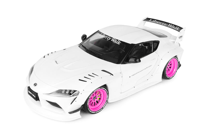 Chargez l'image dans la visionneuse de la galerie, TOYOTA GR SUPRA KIT CARROSSERIE LIBERTY WALK BLANC/ROSE 2025 SOLIDO 1:18
