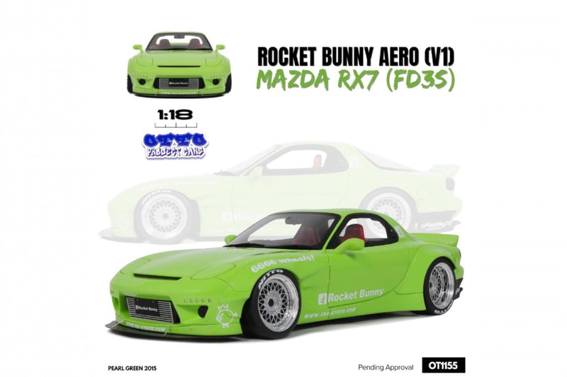 Laad de afbeelding in de Gallery-viewer, Mazda RX7 (FD3S) ROCKET BUNNY AERO (V1) PARELGROEN 2015 OTTOmobile 1:18
