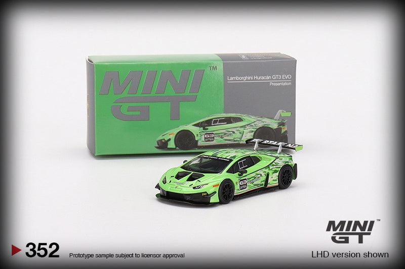 Chargez l&#39;image dans la visionneuse de la galerie, Lamborghini HURACAN GT3 EVO PRESENTATION MINI GT 1:64
