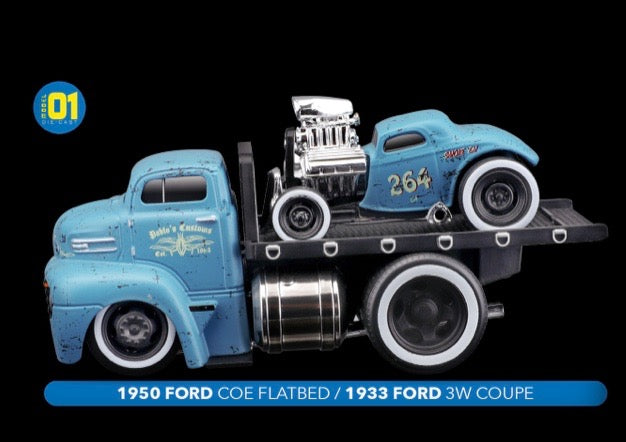 Laad de afbeelding in de Gallery-viewer, Ford COE 1950 + Ford 3W COUPE 1933 Nr.01 MAISTO 1:64 (6836478509161)

