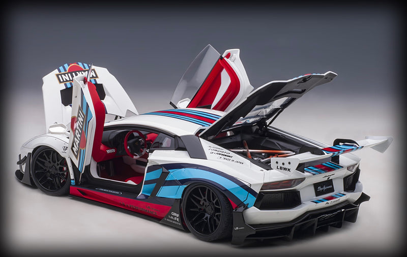 Load image into Gallery viewer, Lamborghini LIBERTY WALK LB-WORKS AVENTADOR (Martini Edition) AUTOart 1:18
