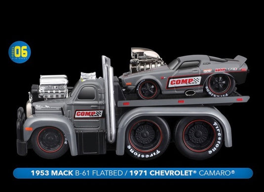 Mack B-61 FLATBED 1953 + Chevrolet CAMARO 1971 Nr.06 MAISTO 1:64