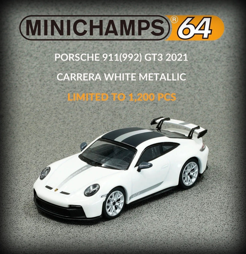 Chargez l&#39;image dans la visionneuse de la galerie, Porsche 911 (992) GT3 2021 Blanc MINICHAMPS 1:64
