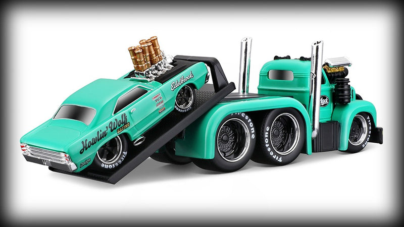 Load image into Gallery viewer, Mack B-61 FLATBED 1953 + DODGE DART HEMI GASSER 1968 Nr.09 MAISTO 1:64
