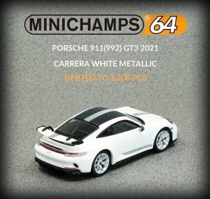 Chargez l&#39;image dans la visionneuse de la galerie, Porsche 911 (992) GT3 2021 Blanc MINICHAMPS 1:64
