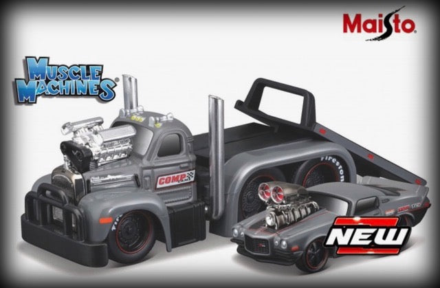Chargez l&#39;image dans la visionneuse de la galerie, &lt;transcy&gt;Mack B-61 FLATBED 1953 + Chevrolet CAMARO 1971 Nr.06 MAISTO 1:64&lt;/transcy&gt;
