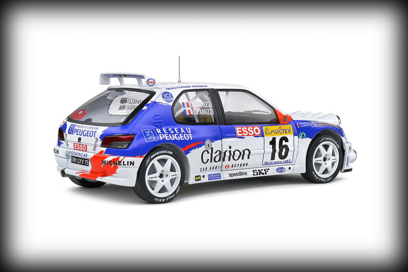 Laad de afbeelding in de Gallery-viewer, Peugeot 306 MAXI NACHTVERSIE RALLY MONTECARLO 1998 SOLIDO 1:18
